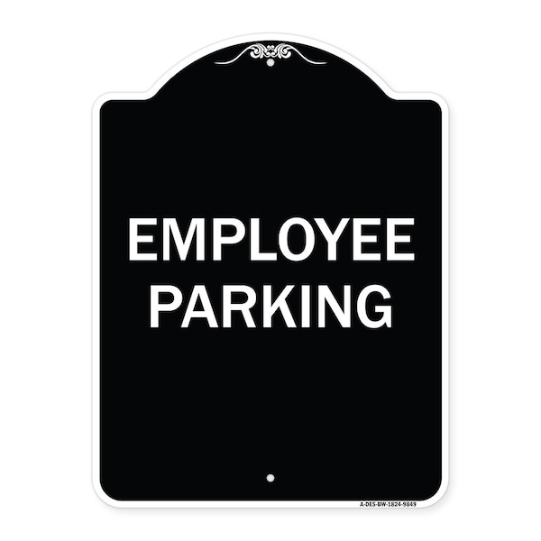 Designer Series Sign-Employee Parking, Black & White Heavy-Gauge Aluminum, 24" x 18", BW-1824-9849